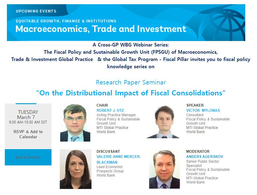 [Invitation] Research Paper Seminar  “On the Distributional Impact of Fiscal Consolidations”