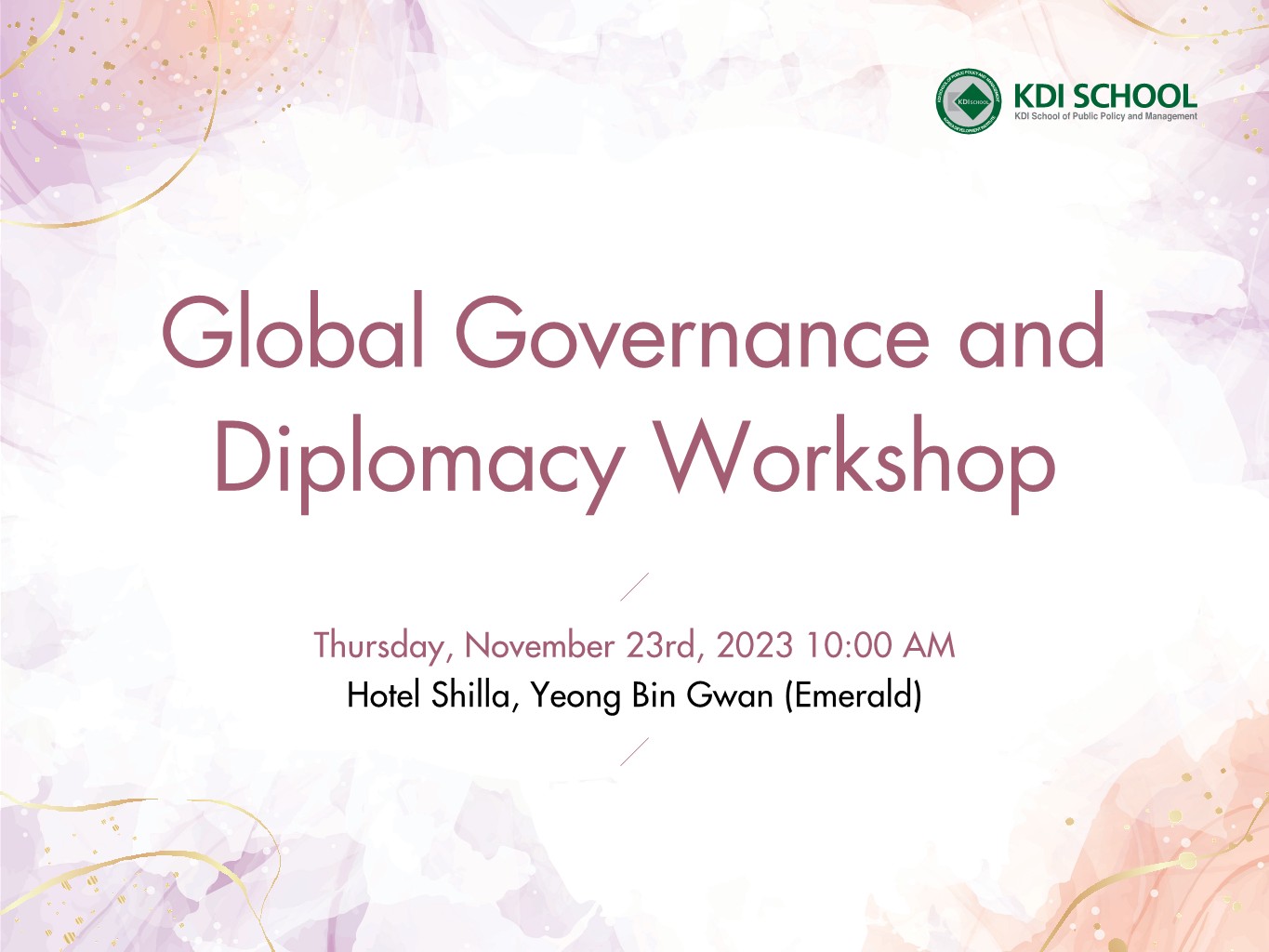 2023 Global Governance and Diplomacy Workshop