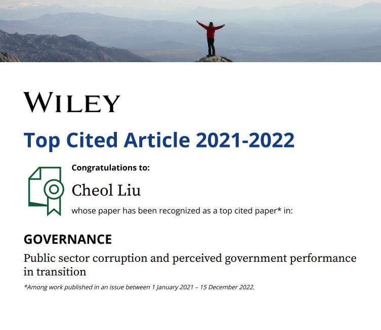 Top Cited Article 2021-2022 (Prof. Cheol Liu)